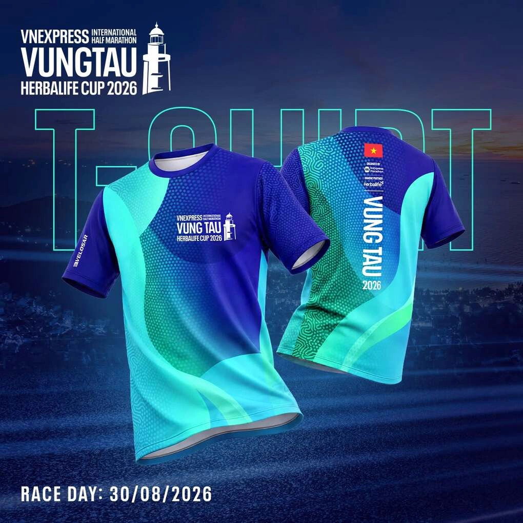 Áo đấu VnExpress Marathon Vũng Tàu lấy cảm hứng bình minh trên biển