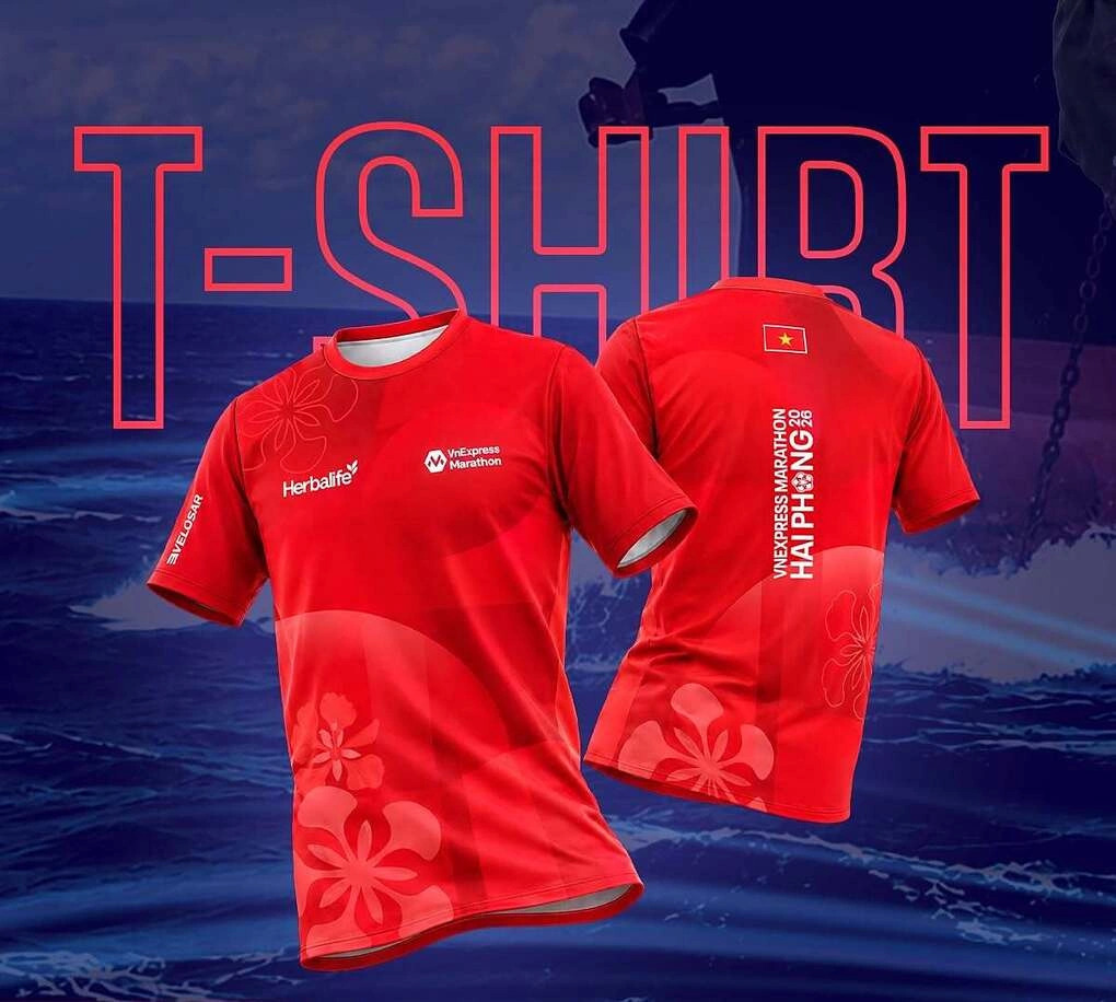Áo đấu VnExpress Marathon Hải Phòng 2026 lấy cảm hứng từ hoa phượng